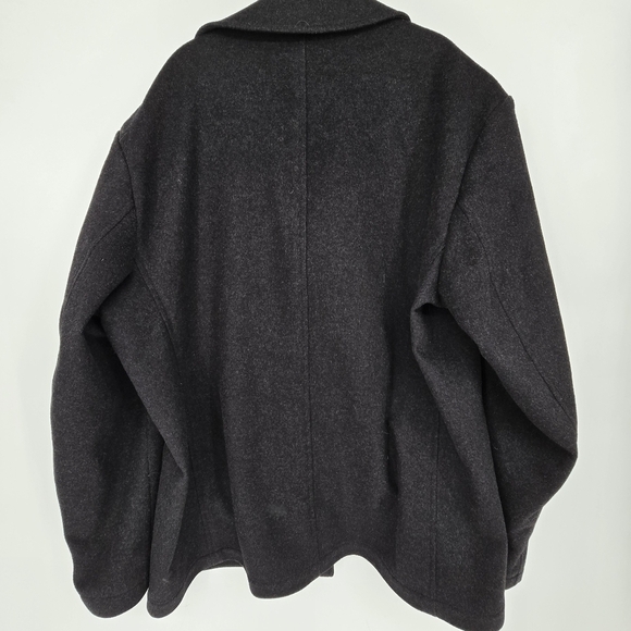 Boss hugo boss cashmere wool mens charcoal black pea coat size 48R - Picture 2 of 8